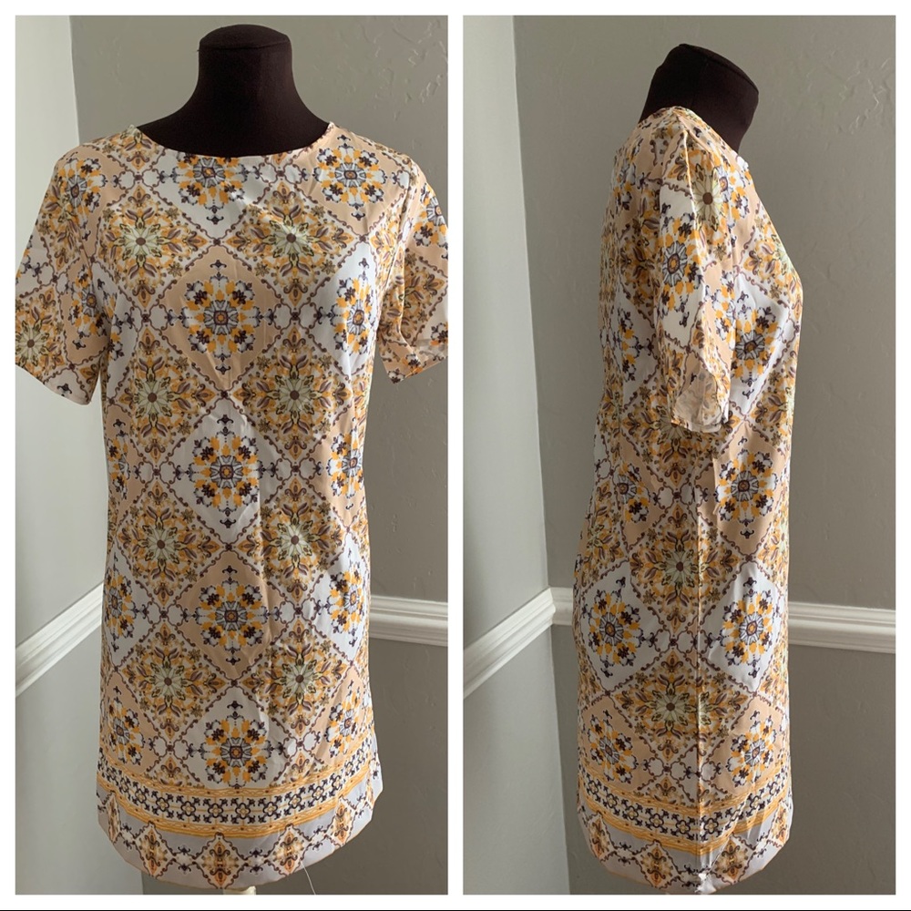 Shein Boho Print T Shirt Style Shift Dress S
